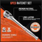 HORUSDY 3-Piece Ratchet Set, 1/4” 3/8”, 1/2" Drive Ratchet Handle Set, Quick - Image 5