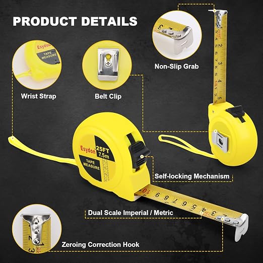 2 Packs Tape Measure 25 ft /16 ft, Esydon Measuring Tape Extendable, - Image 2