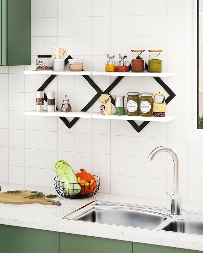IBUYKE Floating Shelves, 15 Inch Wall Shelf Set of 2, Wall Mounted Shelves - Image 6