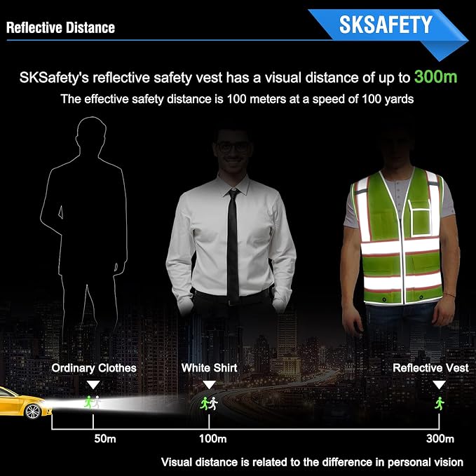 SKSAFETY 10 Pockets Safety Vest, Class 2 High Visibility Security - Image 3