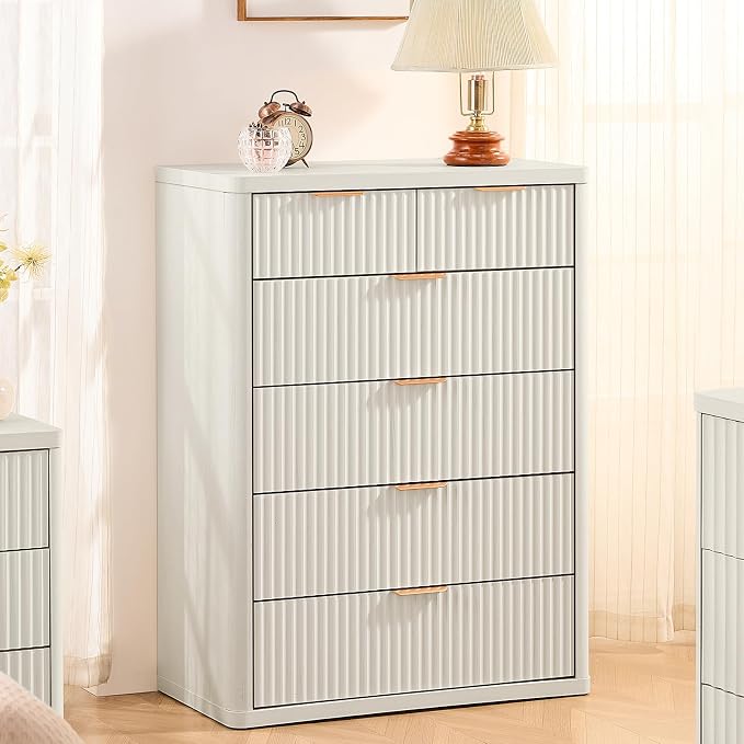 LEYAOYAO Fluted Dressers & Nightstand Set of 4, Wood 48" Wide Dresser & 42" - Image 2