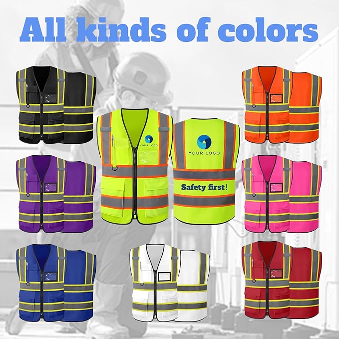 Custom Safety Vest High Visibility Reflective Customized Logo Construction Work - Image 2