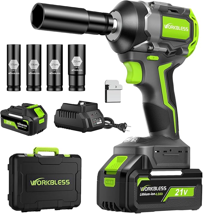 Brushless Cordless Impact Wrench, 850Nm High Torque, 1/2 Inch Impact Gun by WorkBless