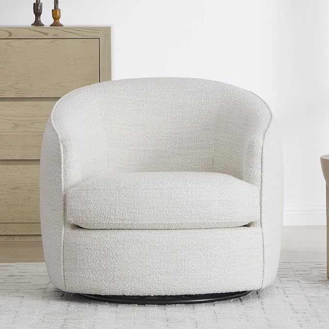 CHITA Swivel Barrel Chair, Modern Comfy FSC Certified Upholstered Boucle Accent - Image 3