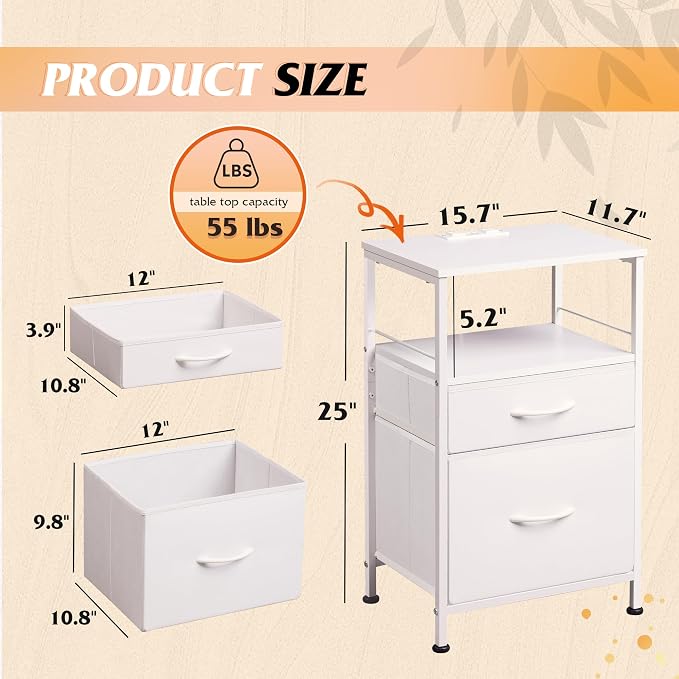 WLIVE Night Stand Set 2, Nightstands - Image 3
