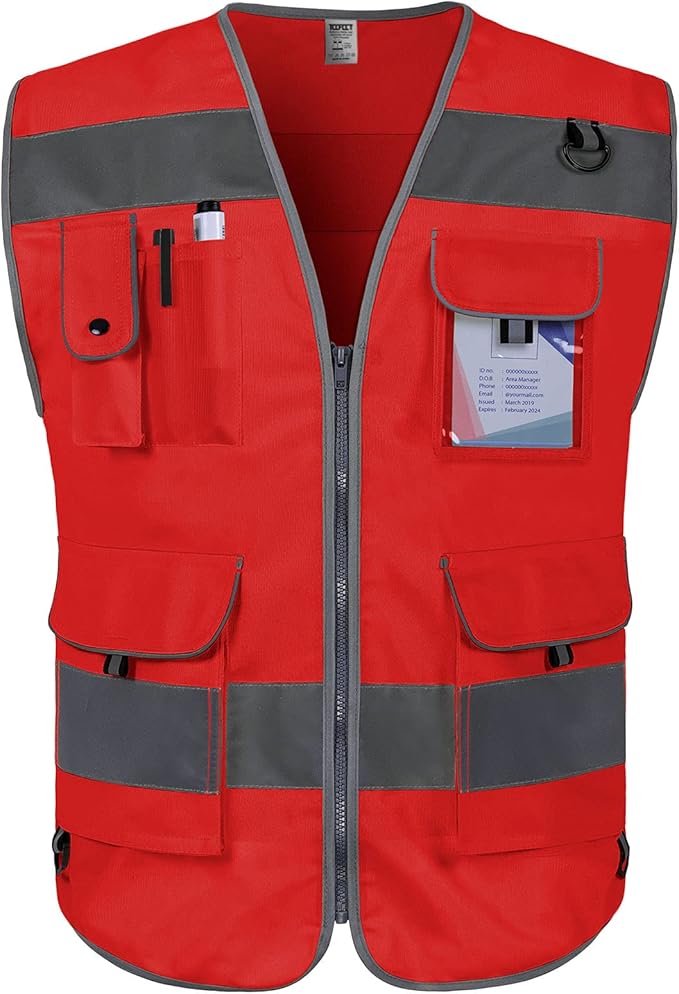 TCCFCCT Reflective Vest 9 Pockets High Visibility Safety Vest by TCCFCCTPROFESSIONALSAFETYSOLUTIONS