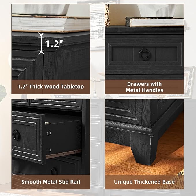 Farmhouse 5 Drawer Dresser for Bedroom, 33.2" Tall Small Dressers & Chest of - Image 6
