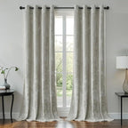 Silver Grey Crushed Velvet Curtains 52x90 inch Luxurious Thermal Insulated by SMILETIME