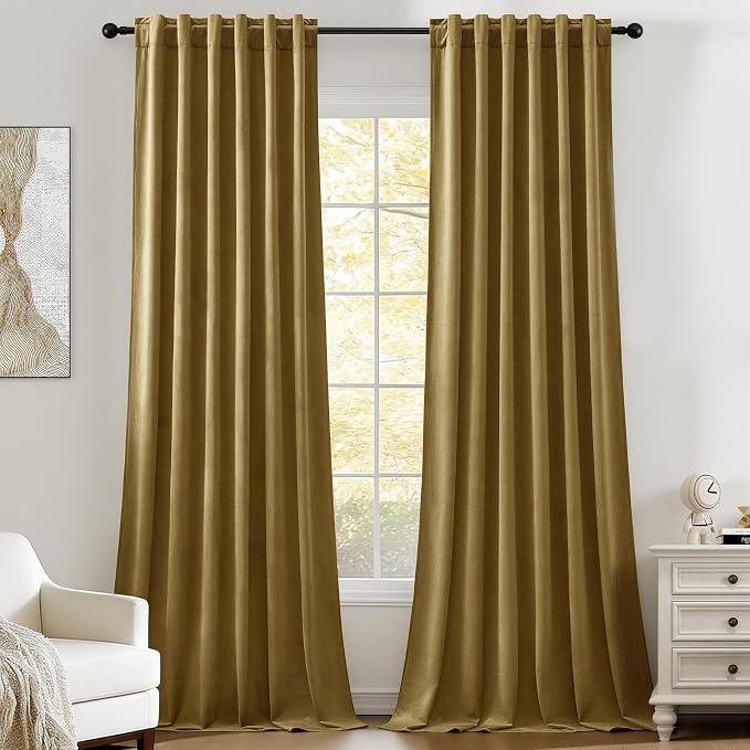 AUSSPVOCT Brown Velvet Curtains 84 Inches by AUSSPVOCT