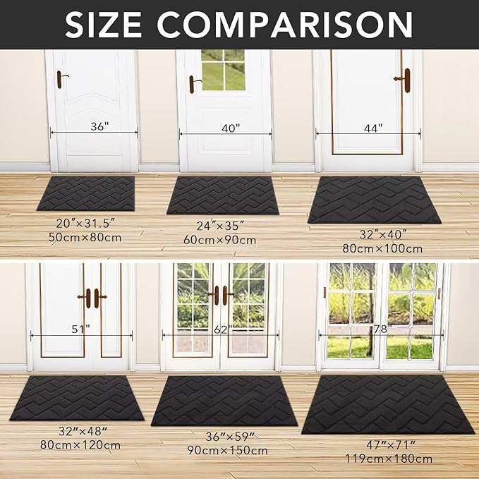 hicorfe Front Door Mat Outside Entrance, Stain and Fade Resistant, Non Slip - Image 3