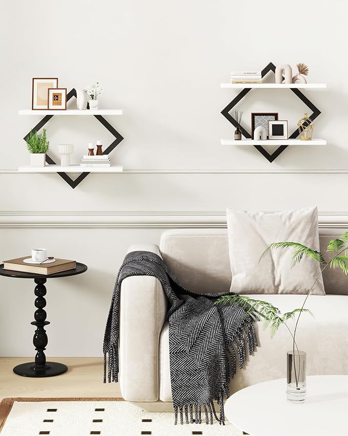 IBUYKE Floating Shelves, 15 Inch Wall Shelf Set of 2, Wall Mounted Shelves - Image 2