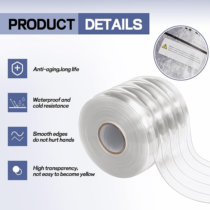 Moukeren Plastic Door Curtain for Winter 50 ft x 8 Inch Thermal Insulated - Image 3
