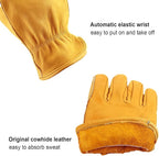 OZERO Leather Work Gloves: 3 Pairs Heavy Duty Work Glove Tough Cowhide Driver - Image 4