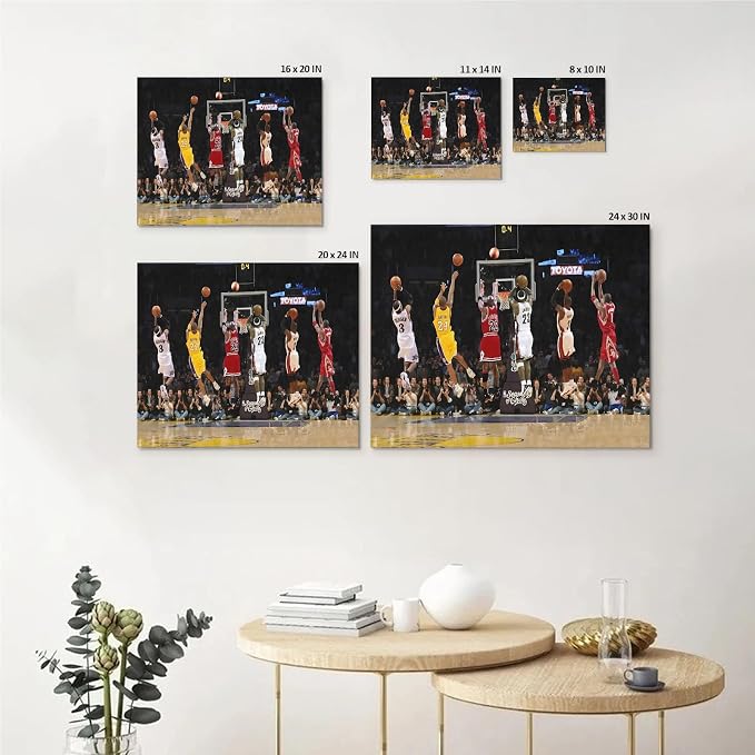 Basketball Legends Canvas Wall Art Print Poster, Iconic Sports Stars Shooting - Image 5