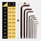 Metric Hex Key Ball End S2 Alloy Bronze – 9PCS Metric Allen Wrench Set - Image 2