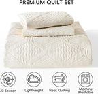 Yiran Quilt King Size Beige Summer Bedspreads Bedding Set 3 Pieces Thin - Image 8