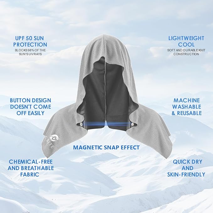 3 Pack Cooling Hoodie Towels for Neck and Face, UPF 50 Sun Protection & Instant - Image 2