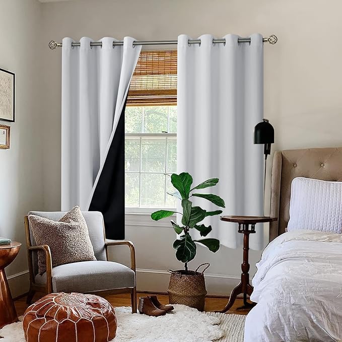 BGment Greyish White 100% Blackout Curtains - Image 2