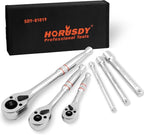 HORUSDY 3-Piece Ratchet Set, 1/4” 3/8”, 1/2" Drive Ratchet Handle Set, Quick by HORUSDY