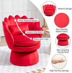 360° Swivel Accent Chair, Mid-Century Modern Velvet Barrel Chair, Comfy Shell - Image 3