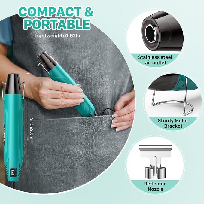 SEEKONE 350W Mini Heat Gun, Dual-Temp Model 500℉ & 842℉（260℃ & 450℃）Fast Heat - Image 4