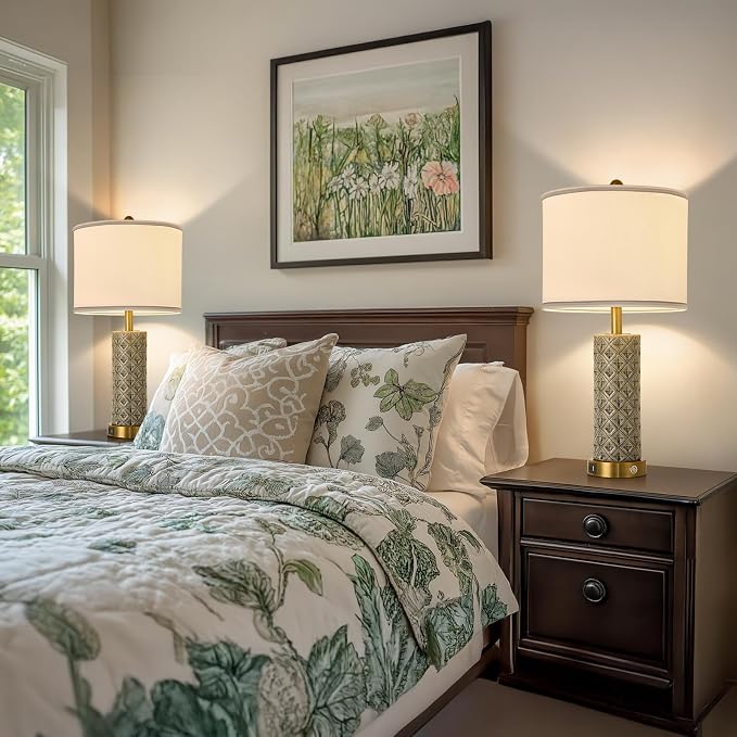 Set of 2 Table Lamp for Living Room Bedroom Farmhouse - Image 2