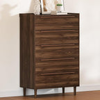 48" Tall Walnut Dresser for Bedroom, Mid-Century Modern 5 Drawer Chest of by RIHHA
