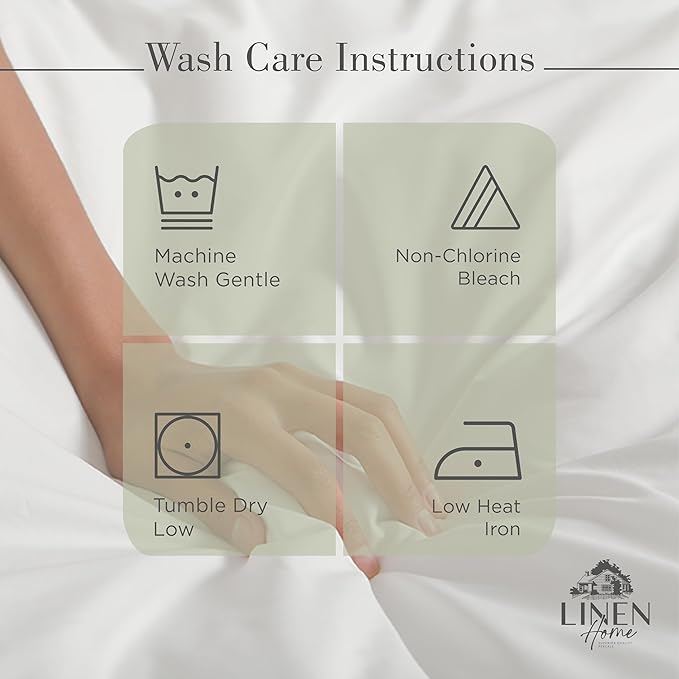 Linen Home 100% Cotton Percale Sheets Twin XL Size, Deep Pocket, 3 Pieces Set - Image 5