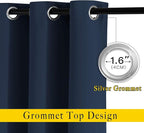 NICETOWN Navy Blue Blackout Living Room Curtains, 110 inches Long, Grommet - Image 2