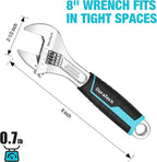 DURATECH 8-Inch Adjustable Wrench, Cr-V Steel Wrench, Wide Jaw Wrench, Metric & - Image 6