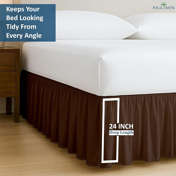 Rajlinen Ruffled Bed Skirt Queen, 24 Inch Drop Dust Ruffle - Image 6