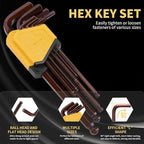 Metric Hex Key Ball End S2 Alloy Bronze – 9PCS Metric Allen Wrench Set - Image 4