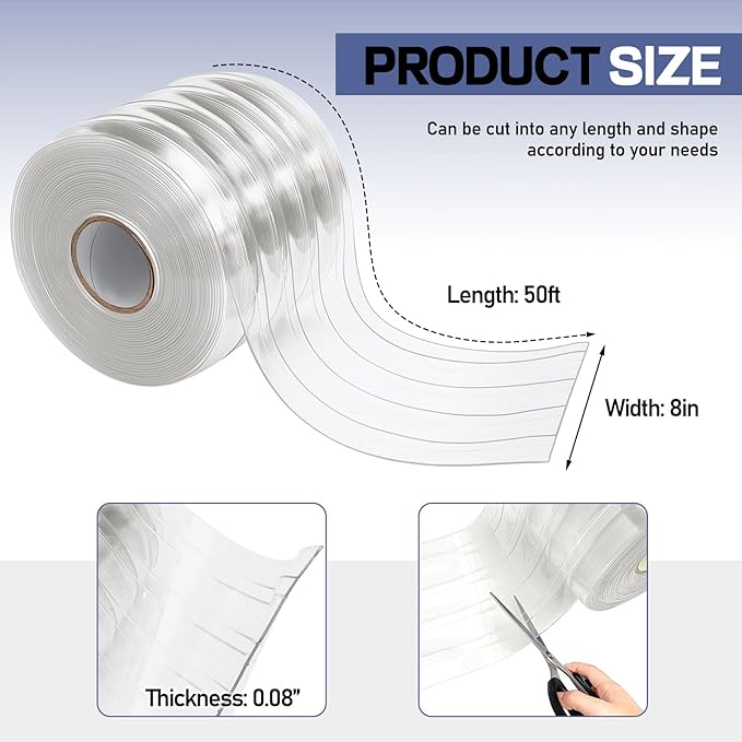Moukeren Plastic Door Curtain for Winter 50 ft x 8 Inch Thermal Insulated - Image 2