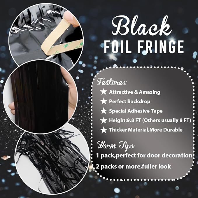 GOER 3.2 ft x 9.8 ft Metallic Tinsel Foil Fringe Curtains Party Photo Backdrop - Image 6