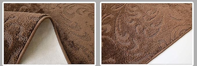 Custom Length Hallway Runner Rug, Slip Resistant, Floral Brown, 26 Inch X 7 feet - Image 5
