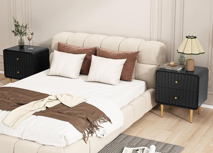 HLR Modern Nightstand, Fluted Bed Side Table - Image 3
