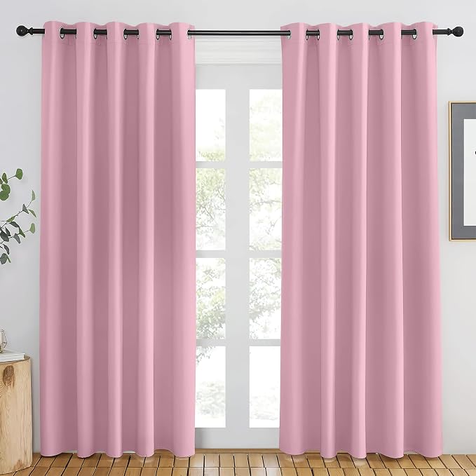 NICETOWN Rouge Pink Blackout Curtains 84 inch Length, Grommet Top Room by NICETOWN