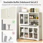 Costzon Sideboard Buffet Cabinet of 2, Wooden Kitchen Storage Cabinet - Image 6