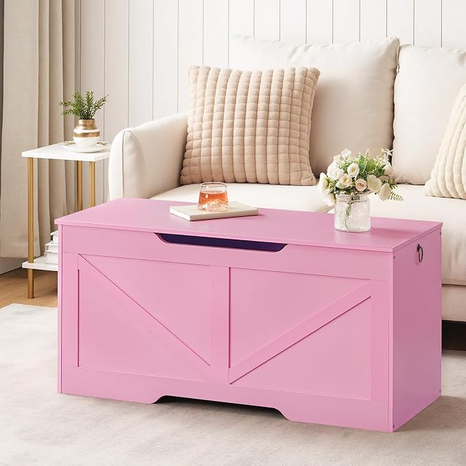 HOOBRO Storage Bench, 39.4" Retro Wooden Storage Chest - Image 4