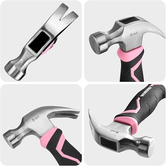 WORKPRO 8 oz Claw Hammer with Fiberglass Handle, All Purpose Hammer with Forged - Image 5