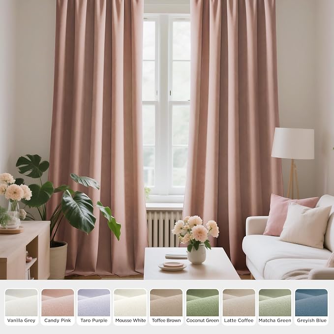 Joydeco Candy Pink Velvet Curtains 72 Inches 2 Panels, Luxury Thermal Insulated - Image 7