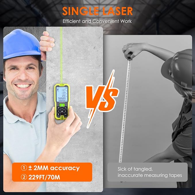 Laser Measure, 70M/229ft Digital Laser Distance Meter, ±2mm Accuracy Laser - Image 5