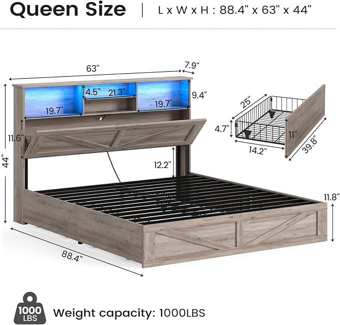 AOGLLATI Farmhouse Queen Bed Frame - Image 2
