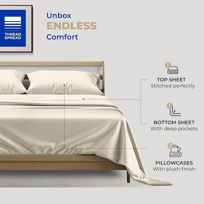 THREAD SPREAD 100% Cotton Full Size Bed Sheet Set - Image 3