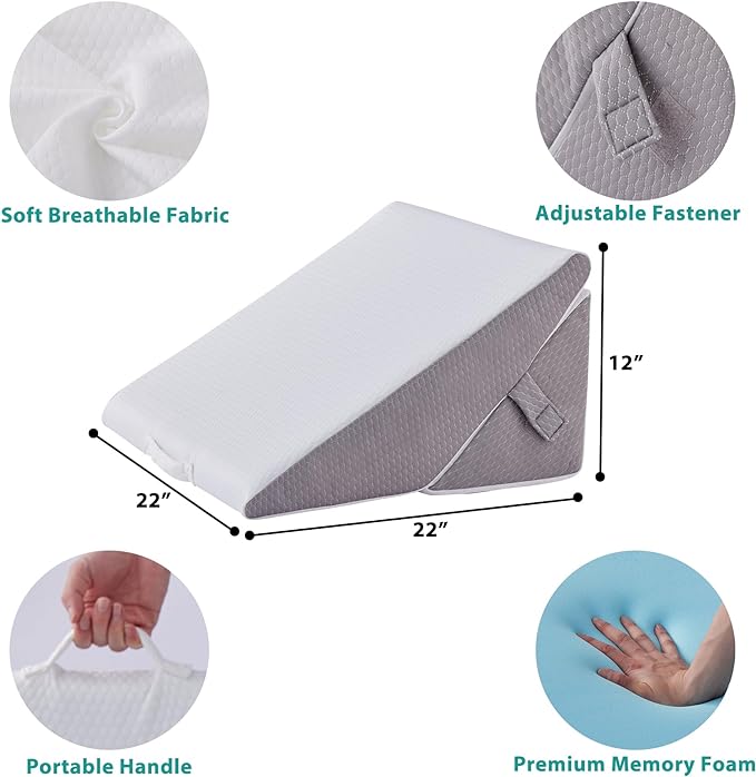 Bedluxe Wedge Pillow for Sleeping, Adjustable 9&12 Inch Foldable Bed Wedge - Image 6