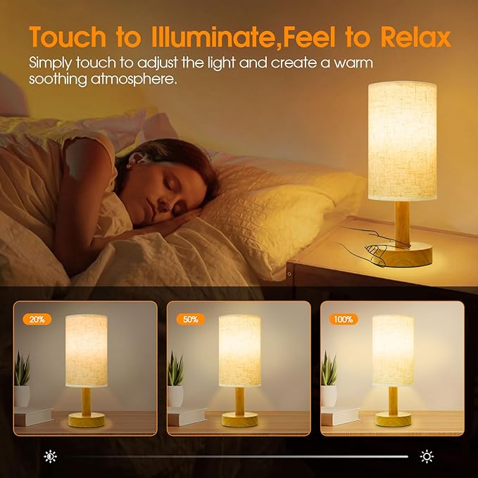 Small Cordless Touch Bedside Table Lamps Set of 2, Minimalist Dimmable - Image 2