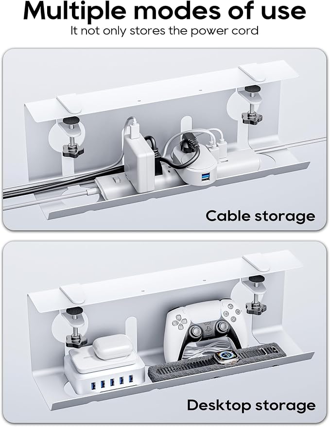 NODOCA No Drill Under Desk Cable Management Tray, Punch-Free Clamp on, Metal - Image 6