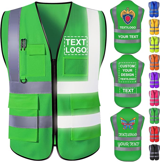 Custom Safety Vest with Logo for Men Women Personalized Class 2 High Visibility by Qingxily
