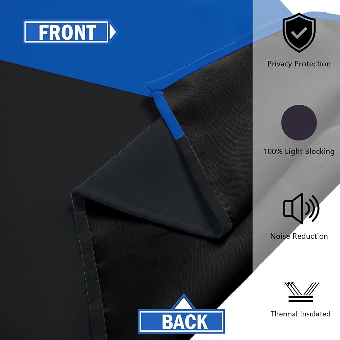 Blue Gray 100% Blackout Curtains 45 inch Length 2 Panels Set White Grey Modern - Image 5