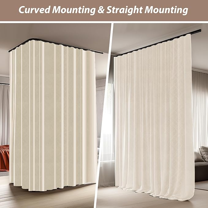 Room Divider Curtains with Ceiling Curtain Track Set Window Curtain - Image 6